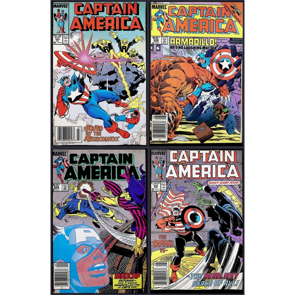 Captain America 4X Marvel Comic Lot 343 308 309 344 Newsstand Armadillo Beyonder
